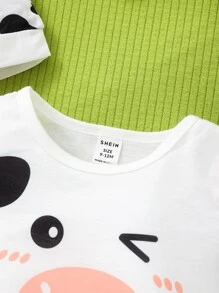 Em bé Áo liền quần chặt In hoa bò Thiết kế 3D - trắng - Xem 6