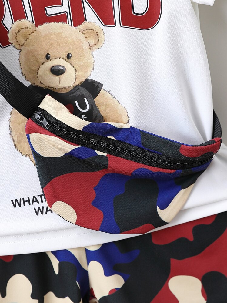 เสื้อยืด เด็กเล็กผู้ชาย ลายหมี และ ลายตัวอักษร และ กางเกงขาสั้น และ กระเป๋า - มัลติคัลเลอร์ - ดู 4