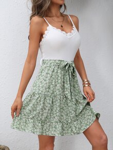 SHEIN VCAY Ditsy Floral Belted Cami Dress - Multicolor - View 4