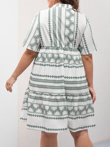 Mulvari Vestido con estampado geométrico de cuello notch - Multicolor - Ver 2