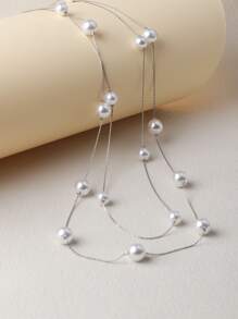 Vòng cổ nhiều lớp trang trí ngọc trai giả - Nhiều màu - Xem 2