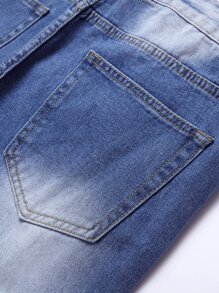 Men Ripped Zipper Pocket Jeans - Medium Wash - View 6