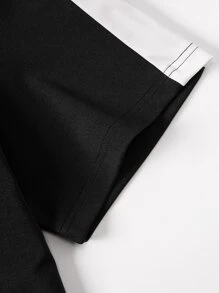 Manfinity Hypemode Men Contrast Side Seam Patched Detail Tee & Shorts - Black - View 3