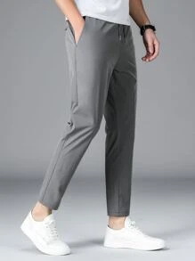 Quần Nam Dây kéo Túi màu trơn Giải trí - Xám - Xem 1