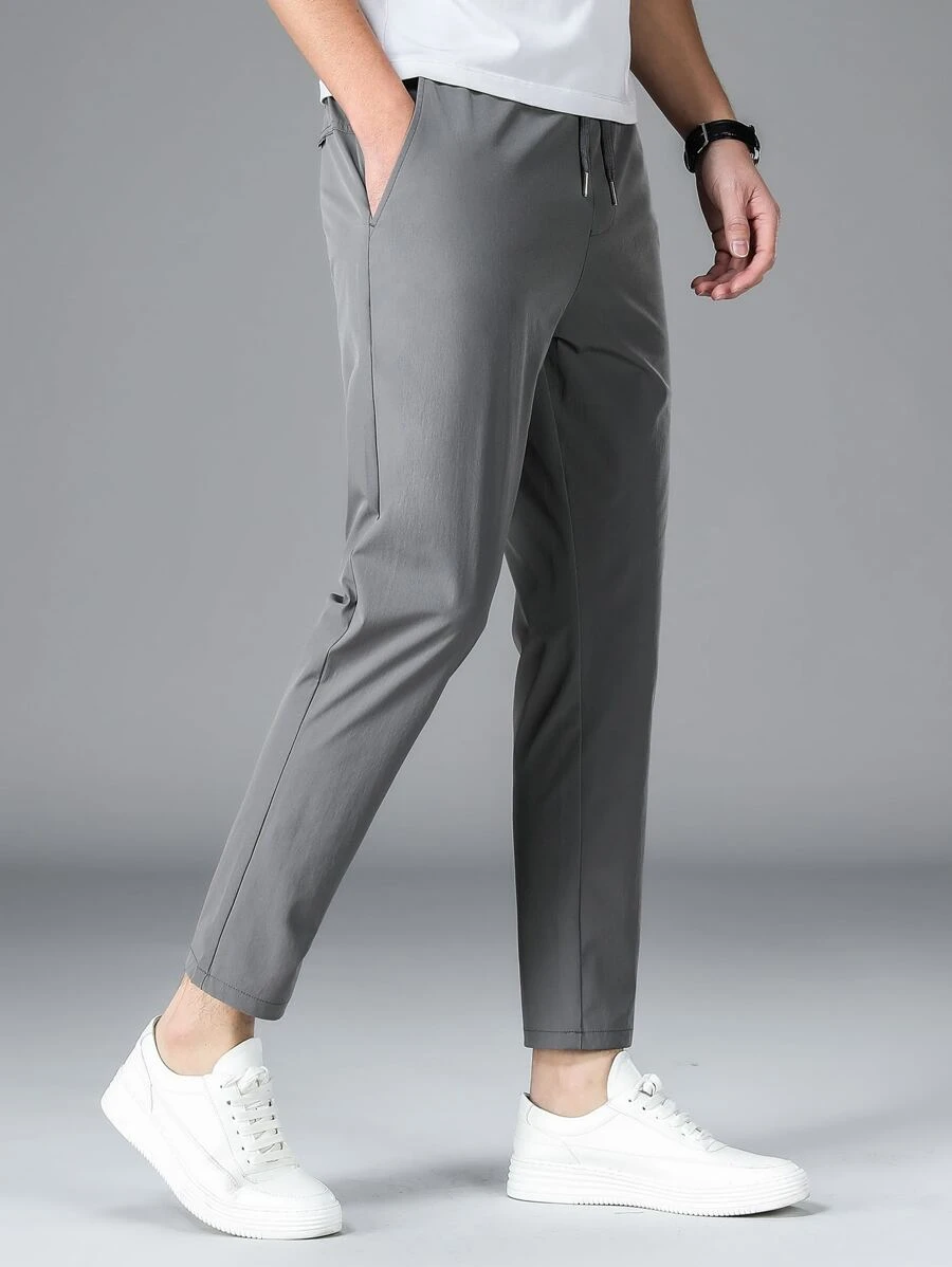 Quần Nam Dây kéo Túi màu trơn Giải trí - Xám - Xem 1