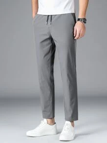 Quần Nam Dây kéo Túi màu trơn Giải trí - Xám - Xem 3