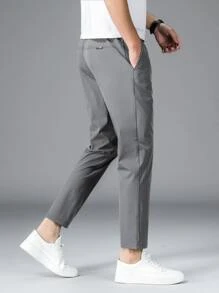 Quần Nam Dây kéo Túi màu trơn Giải trí - Xám - Xem 4