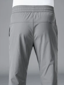 Quần Nam Dây kéo Túi màu trơn Giải trí - Xám - Xem 6