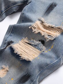 Men Ripped Jeans - Light Wash - View 3