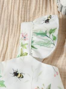 Baby Floral Print Ruffle Trim Bow Front Cami Top & Shorts - Multicolor - View 3