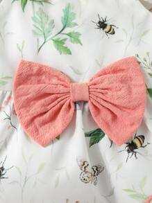 Baby Floral Print Ruffle Trim Bow Front Cami Top & Shorts - Multicolor - View 4