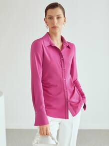MOTF PREMIUM RUCHED WAIST SHIRT - Pink - View 3