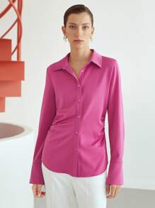 MOTF PREMIUM RUCHED WAIST SHIRT - Pink - View 5
