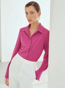 MOTF PREMIUM RUCHED WAIST SHIRT - Pink - View 6