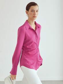 MOTF PREMIUM RUCHED WAIST SHIRT - Pink - View 9