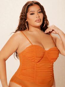 SHEIN SXY 大碼褶邊緊身吊帶連體衣