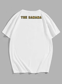 ROMWE MEN Guys Letter Cartoon Graphic Tee - White - View 2