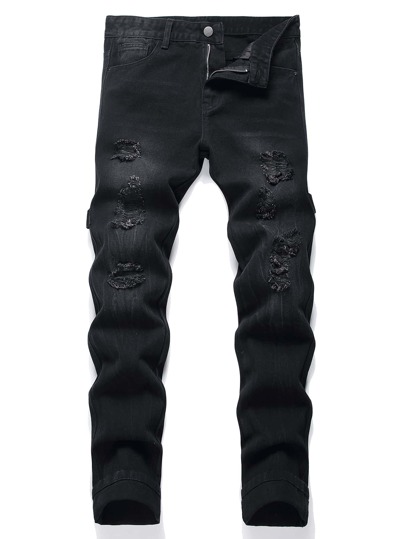 Jeans strappati e sfrangiati con lavaggio sbiancato per uomo