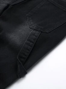 男士破洞磨边漂白洗水牛仔裤 - 黑色 - 查看 7