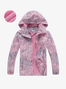 Toddler Girls Allover Print Zip Up Hooded Jacket - Multicolor - View 1