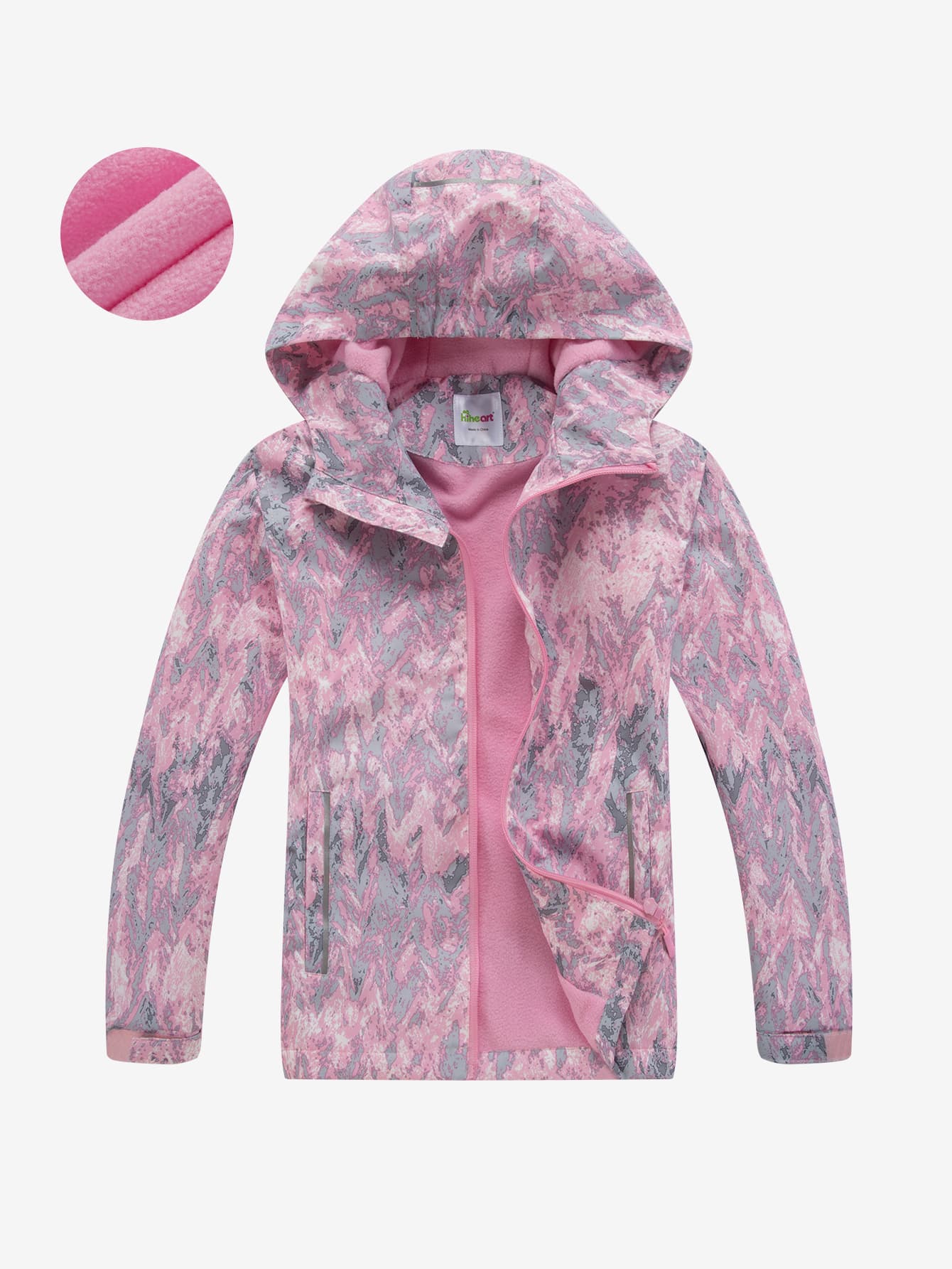 Toddler Girls Allover Print Zip Up Hooded Jacket - Multicolor - View 1