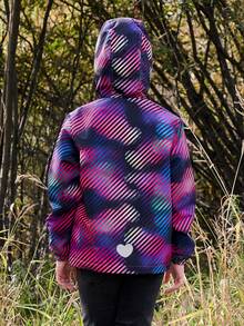 SHEIN Toddler Girls Striped Print Zip Up Jacket - Multicolor - View 2