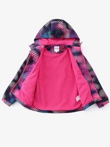 SHEIN Toddler Girls Striped Print Zip Up Jacket - Multicolor - View 4
