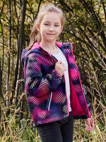 SHEIN Toddler Girls Striped Print Zip Up Jacket - Multicolor - View 7