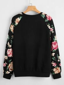 SHEIN LUNE Sudadera Con Mangas Raglán Y Estampado Floral De Talla Grande