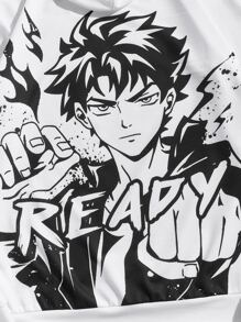 Manfinity Men Figure Graphic Drawstring Hoodie - White - View 3