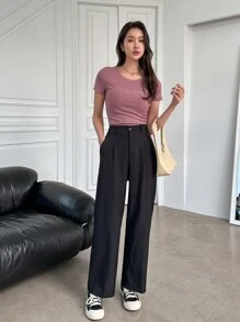 DAZY 女式字母刺绣T恤、短款上衣 - 粉色 - 查看 6