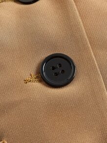 SHEIN MOD Contrast Collar Button Front Vest Blazer - Brown - View 4