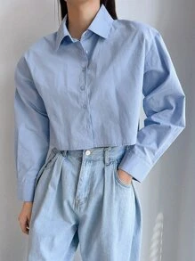 DAZY 垂墜肩鈕扣前衣 - 藍色 - 查看 3