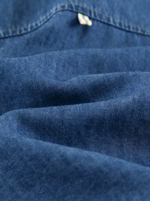 小男童卡通和標語圖案牛仔襯衫