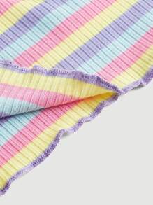 SHEIN MOD Block Striped Tie Shoulder Cami Top - Multicolor - View 3