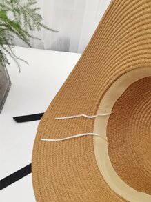 Sombrero de paja con diseño de lazo - Caqui - Ver 4