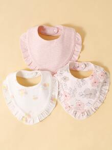 momscare 3pcs Baby Flower Pattern Bib - Multicolor - View 1