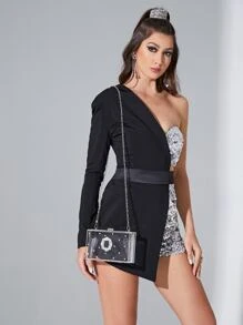 حقيبة شكل صندوق شفاف بديكور حجر الراين سلسلة - شفاف - مشاهدة 3