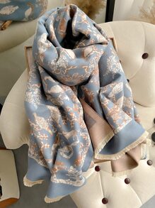 Bird & Floral Print Scarf - Multicolor - View 5