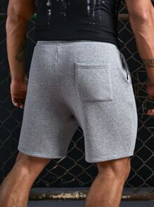 Manfinity Hombres Shorts con puntada de cintura con cordón - Gris Claro - Ver 2