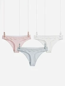 3 piezas Set bragas con encaje en contraste - Multicolor - Ver 2