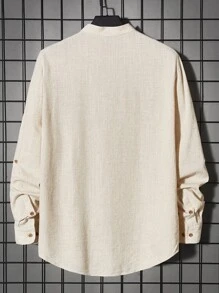 Manfinity VCAY Men Solid Button Front Shirt - Beige - View 2