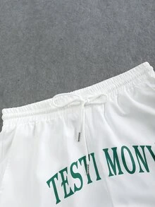 Aesthetic Post Quần Short Nam Dây kéo Túi Lá thư Giải trí - trắng - Xem 5