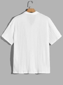 Manfinity Homme Men's Loose-Fit Solid Color Lapel Collar Shirt - White - View 2