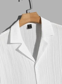 Manfinity Homme Men's Loose-Fit Solid Color Lapel Collar Shirt - White - View 4