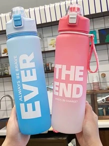 1 pieza Botella de agua con estampado de slogan al azar - transparente - Ver 1