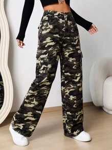Camo Print Straight Leg Jeans - Multicolor - View 6