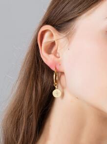 Cubic Zirconia Detail Round Drop Earrings - Yellow Gold - View 6