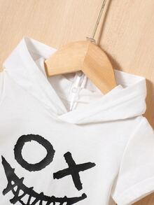 Baby Boy Cartoon Graphic Hooded Tee & Shorts - Black and White - View 3