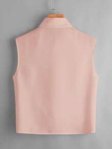 SHEIN LUNE Áo sơ mi không tay cài cúc phía trước, kiểu dáng thường ngày cho mùa hè. - Màu Hồng San hô - Xem 3